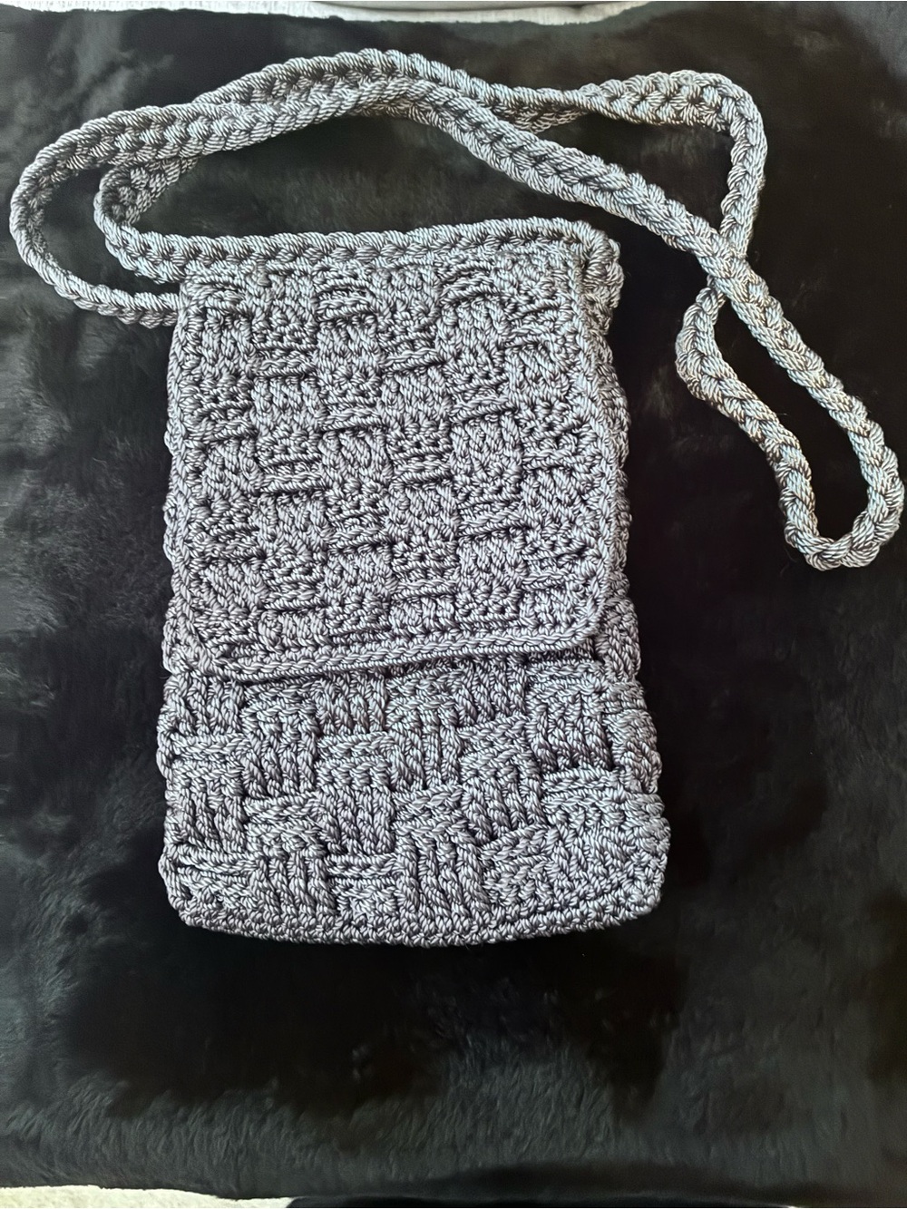The Sak Crocheted Crossbody Bag in Gray
